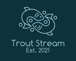 Trout - Monoline Pisces Fish logo design