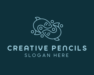 Monoline Pisces Fish logo design