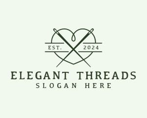 Heart Thread Needle logo design