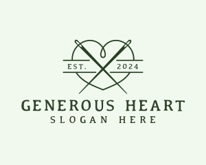 Heart Thread Needle logo design