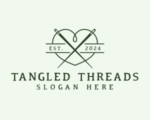 Heart Thread Needle logo design