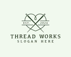 Thread - Heart Thread Needle logo design
