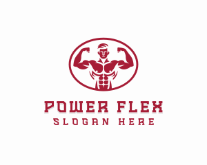 Muscular - Male Muscular Bodybuilder logo design
