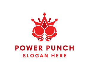 Punch - Boxing Gloves Crown logo design
