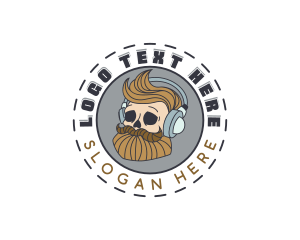 Dj - Headphones Skull Podcast logo design