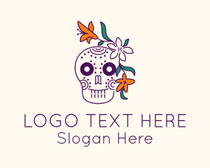 Dia De Los Muertos - Festive Flower Calavera logo design