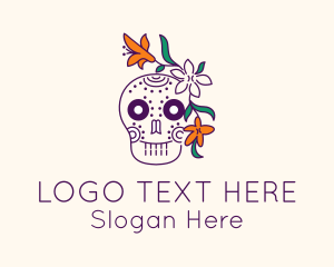 Mexican - Festive Flower Calavera logo design