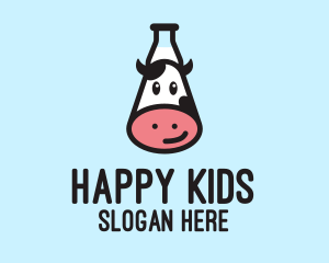 Happy Cow Milk Bottle  logo design