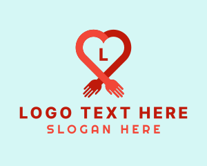 Heart - Love Hands Dating App logo design