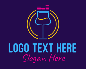 Music Playlist - Neon Music Bar logo design