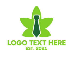 Businessman - Green Marijuana Necktie logo design