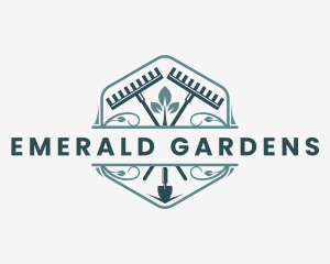 Rake Garden Trowel logo design