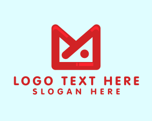 Message - Red M Envelope logo design