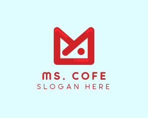 Red M Envelope  logo design