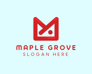 Red M Envelope  logo design