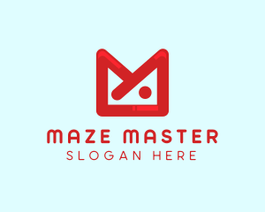 Red M Envelope  logo design