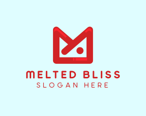 Red M Envelope  logo design