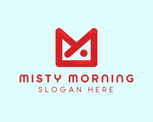 Red M Envelope  logo design