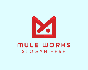 Red M Envelope  logo design