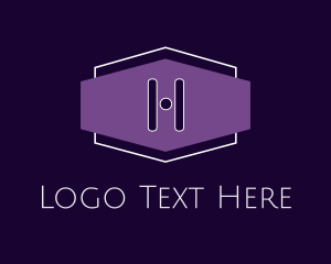 80s - Purple H Badge logo design