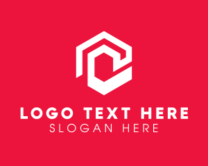White - Hexagon Realty House logo design