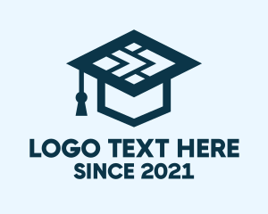 Review Center - Geometric Graduation Cap logo design