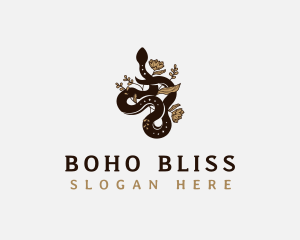 Snake Floral Boho logo design