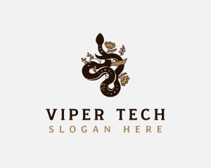 Snake Floral Boho logo design