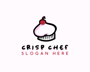 Cherry Cupcake Chef Hat logo design