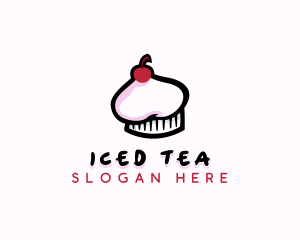 Cherry Cupcake Chef Hat logo design