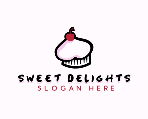 Cherry Cupcake Chef Hat logo design