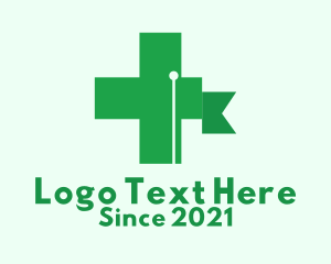 Medical Operation - Green Cross Flag logo design