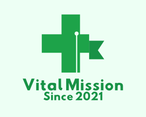 Green Cross Flag  logo design