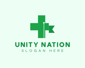 Green Cross Flag  logo design