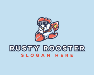 Chicken Rooster Rocket logo design