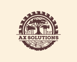 Ax - Circular Saw Tree Woodworking logo design