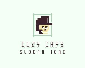 Pixelated Skull Cap logo design