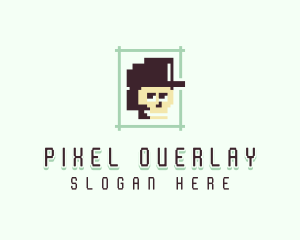 Pixelated Skull Cap logo design