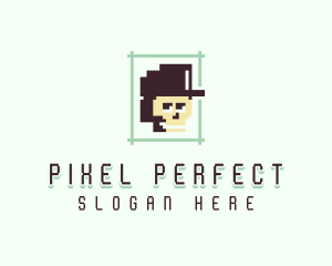 Pixelated Skull Cap logo design