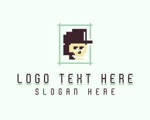 Video Game - Pixelated Skull Cap logo design