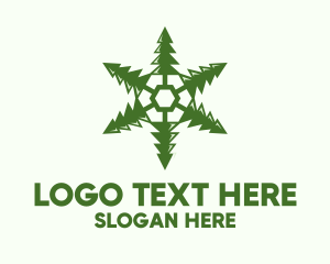 Environment - Green Snowflake Pine logo design