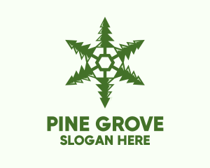 Pine - Green Snowflake Pine logo design