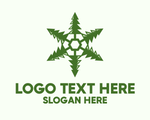 Snowflake - Green Snowflake Pine logo design