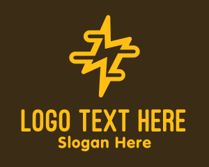 Thunder - Yellow Lightning Power logo design