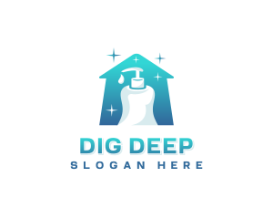 Spray Bottle Cleaning logo design