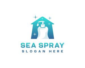 Spray Bottle Cleaning logo design