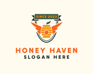 Beehive Wings Shield Badge logo design