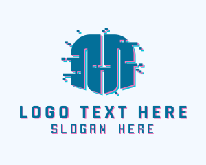 Anaglyph - Digital Glitch Letter M logo design