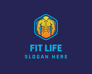 Muscle Fitness Hexagon logo design