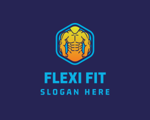 Muscle Fitness Hexagon logo design